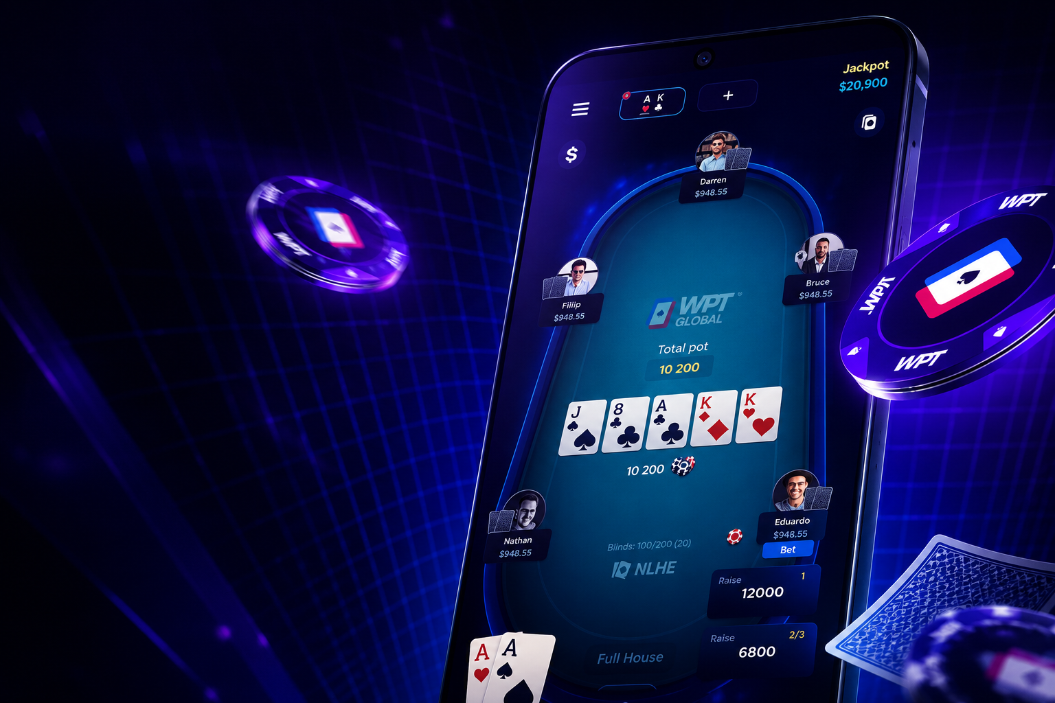 WPT Global iOS 界面示意